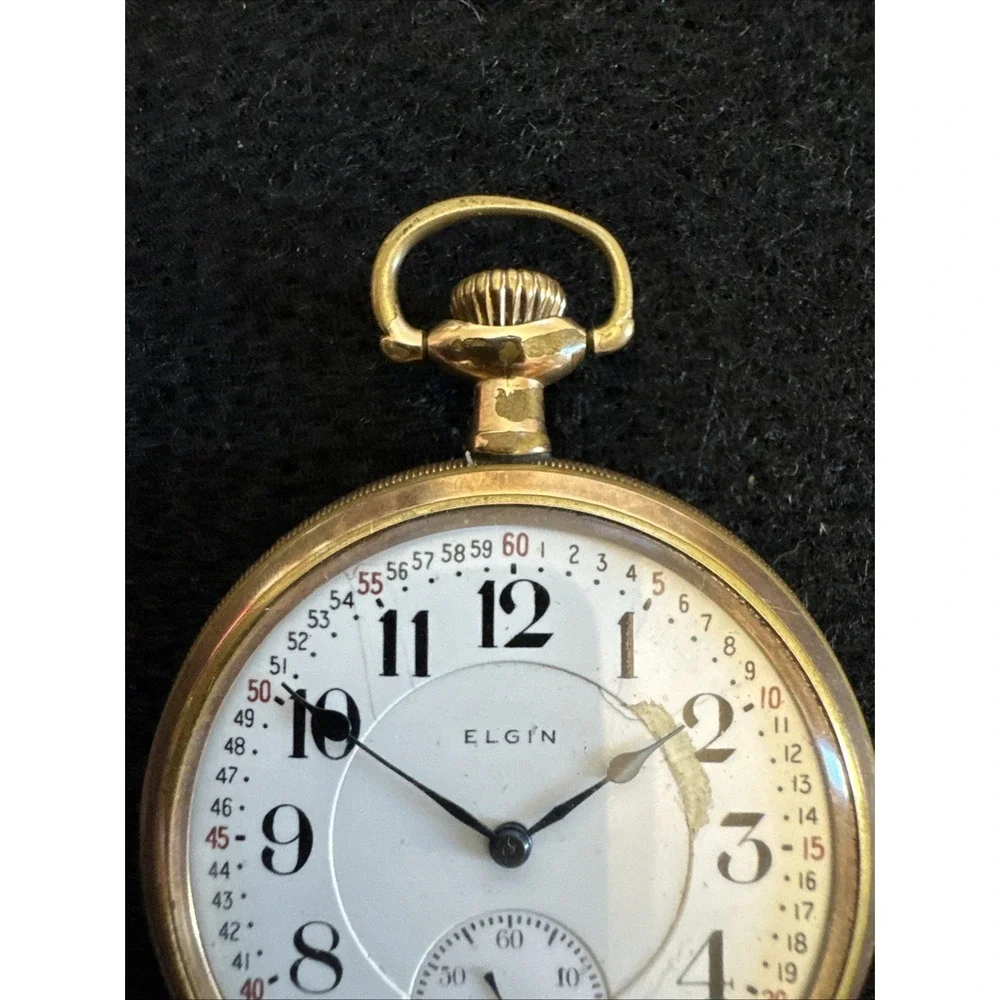 Railroad Grade Elgin Father Time Pocket Watch Running Well 21 Jewels Gold Filled